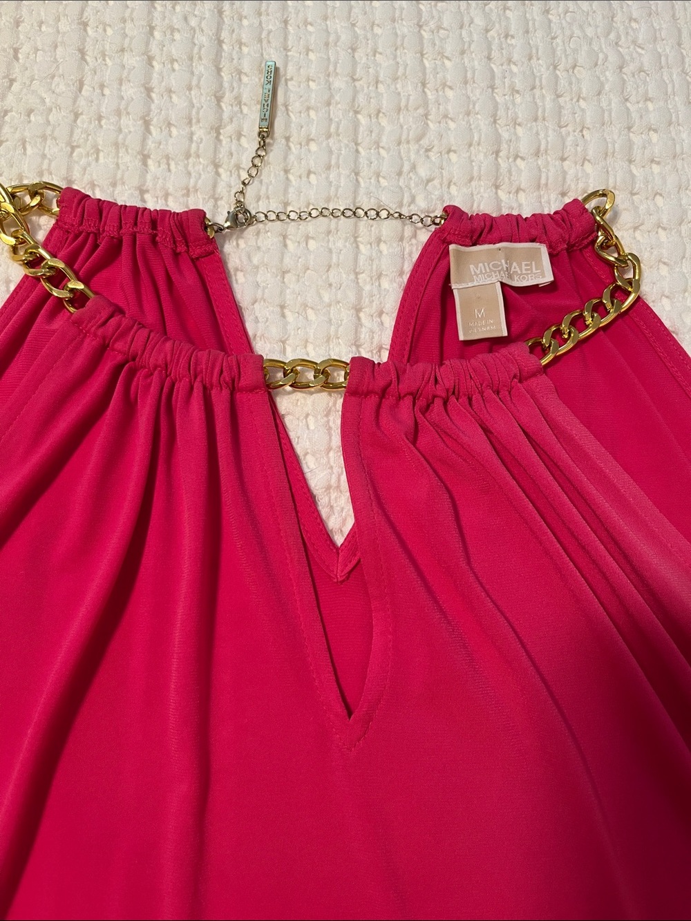 MICHAEL Michael Kors Hot Pink Chain-Accent Dress Bodice